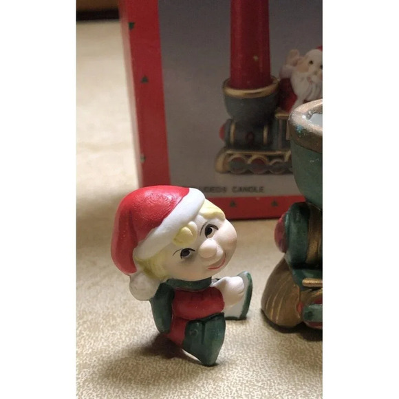 Santa Claus Candle Hugger  Candle Holders Christmas Train Vintage - Picture 3 of 8